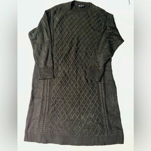 Dark Green Cableknit Sweater Dress